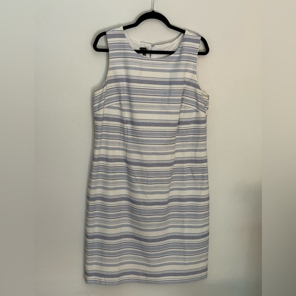 Talbots Striped Lined Dress - White and Blue Size 14
